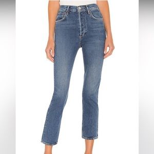 AGOLDE Women’s Riley High Rise Straight Crop Denim Jeans Transfer 28